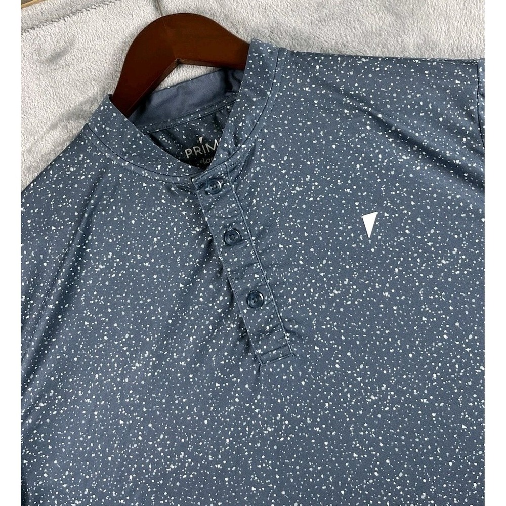 Primo Polo Shirt Mens Large Blue Gray Speckle Blade Collar Golf Performance
